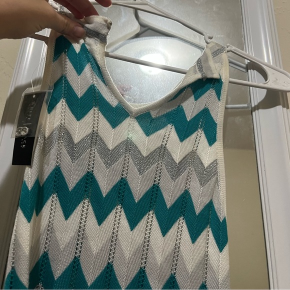 Blue,Sparkling silver, and white chevron romper - Picture 4 of 8